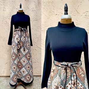 Vintage 1960s quilted lounging dress Duchess loungewear Joseph Magnin women S M